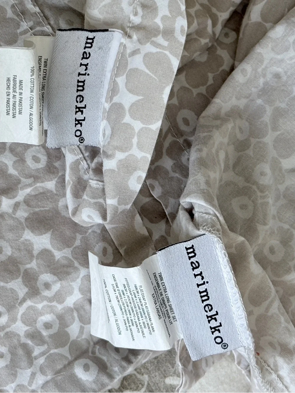Marimekko Flower Print Neutral Taupe Twin XL Dorm Ready